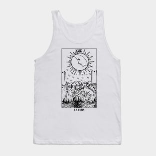 "La Luna" The Moon Tarot Card Black and White Tank Top